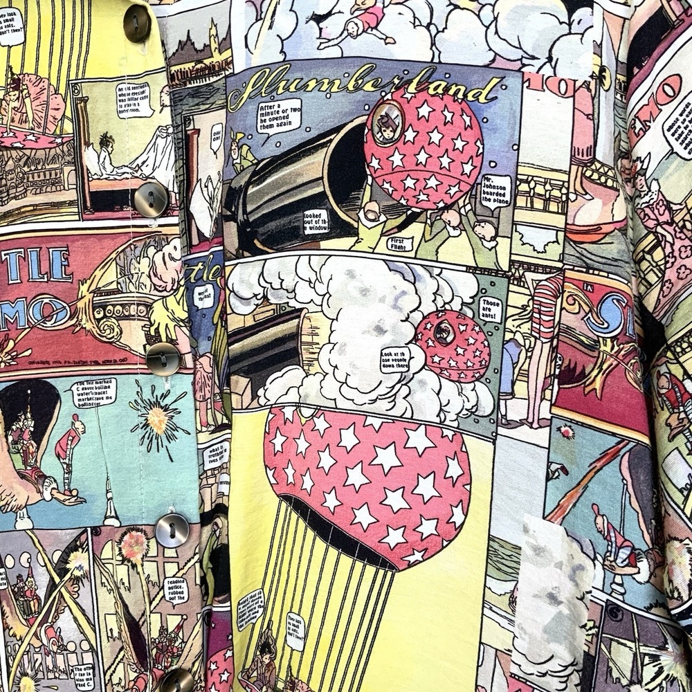 Shana Sz XXL Comic Print Button Down Shirt Back Zipper Pockets Roll Tab Pop Art - Picture 7 of 11
